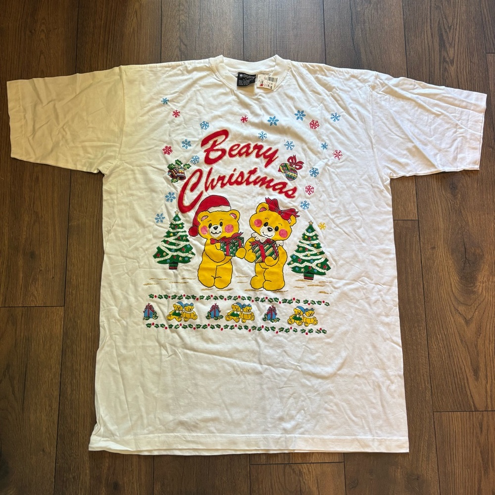 Vintage Beary Christmas Bears Holiday T-Shirt, Size 4XL